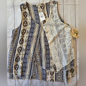 One World Live And Let Live Size 1X Tank Mixed Media New w/ Tags Layering Piece